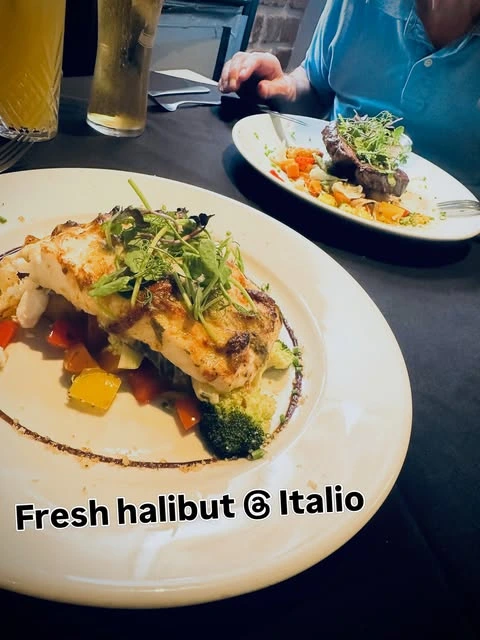 Fresh halibut prepared at Italio