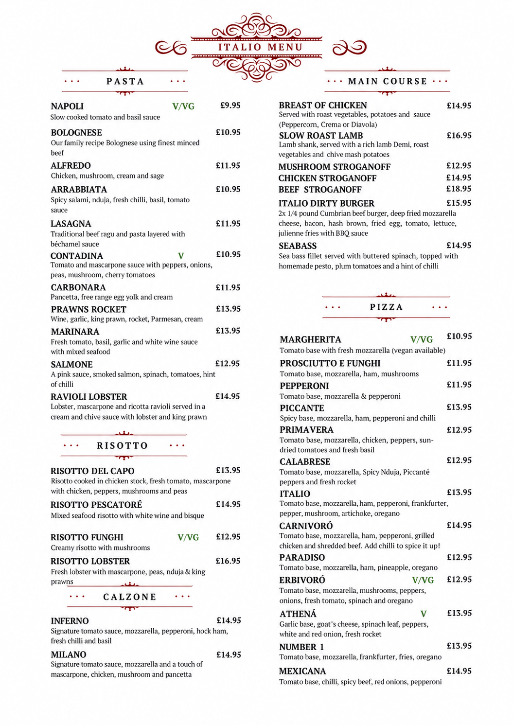 Restaurant menu · page 2